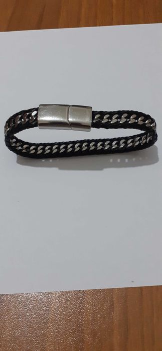 Bratara din inox inoxidabil si piele