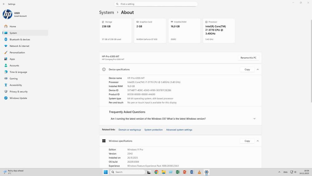 PC HP Pro 6300 MT i7-3770, 16GB RAM, SSD 256GB, Win 11 stare excelentă