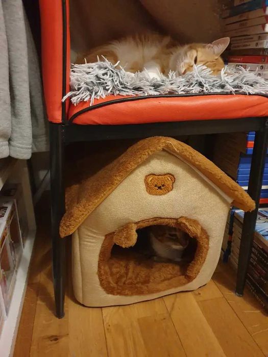 Пухкава къща - легло за домашни любимци, котки и кучета, Мека, S, M, L