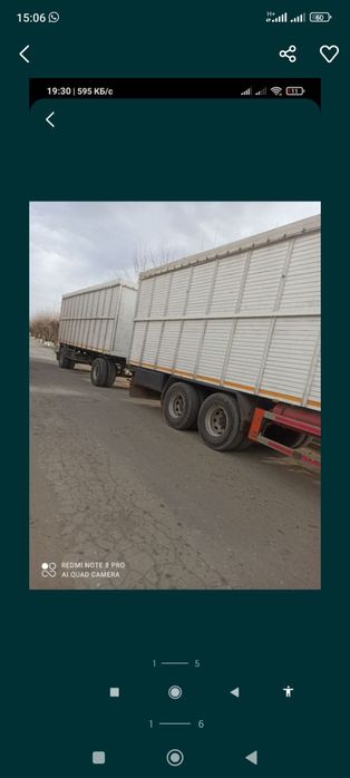 Прицеп сотилади 7.80 узунлиги без камер диска Лар хаммаси