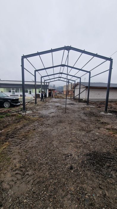 Structura metalica 7x20x4ml din profile ipe160 5ferme 10stalpi