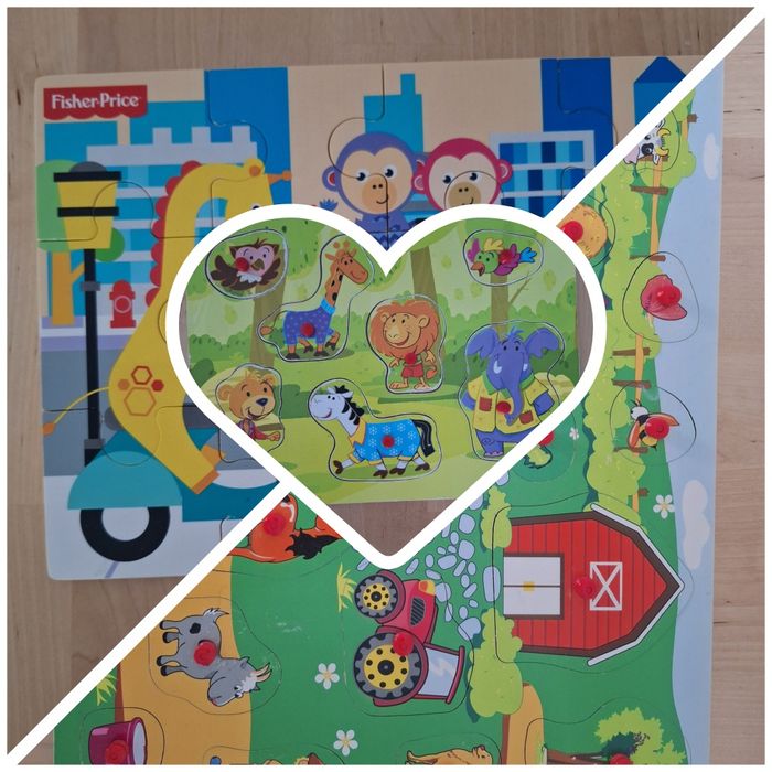 Lot 3 puzzle lemn pentru copii