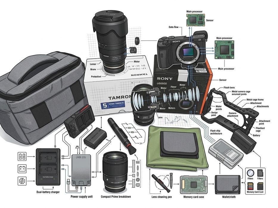 Pachet Foto Video Sony A6600 + Obiectiv Tamron 17-70mm f/2.8 + Sigma 16mm f/1.4 + Accesorii