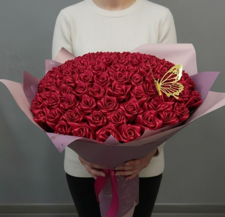 Букеты из атласной ленты