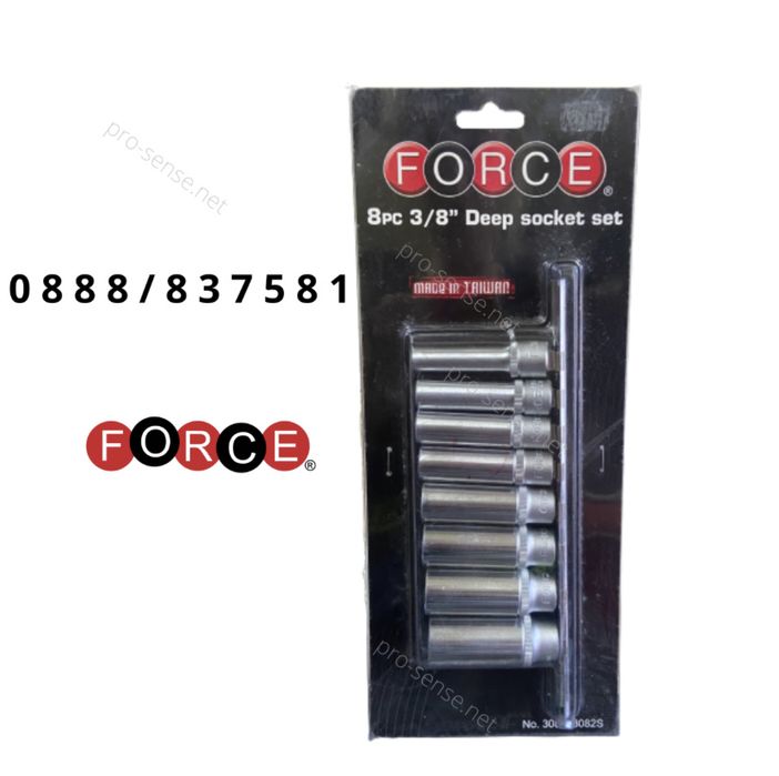 Удължени Вложки 3/8" комплект 8-19мм 8 броя FORCE 3082