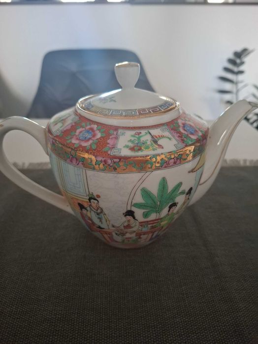 Set complet ceai porțelan chinezesc vintage – Pictat manual – 15 piese