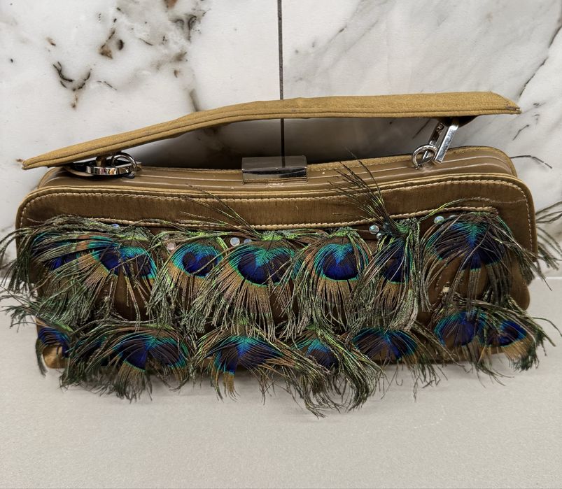 Клъч Karen Millen с паунови пера