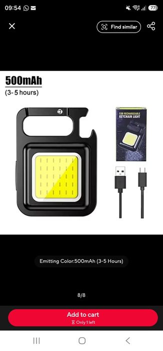 mini lanternă breloc reîncărcabilă cu LED magnet