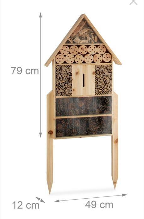 Хотел за насекоми, изработен от дърво, 79 х 49 х 12 см