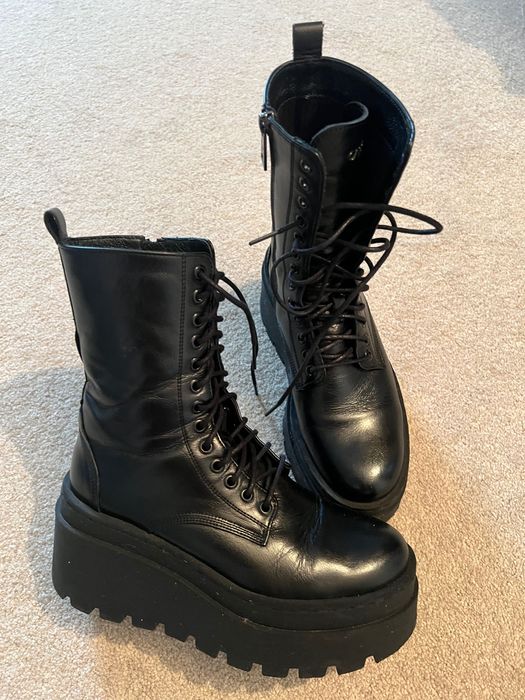Bocanci/ghete biker platforma piele naturala 37
