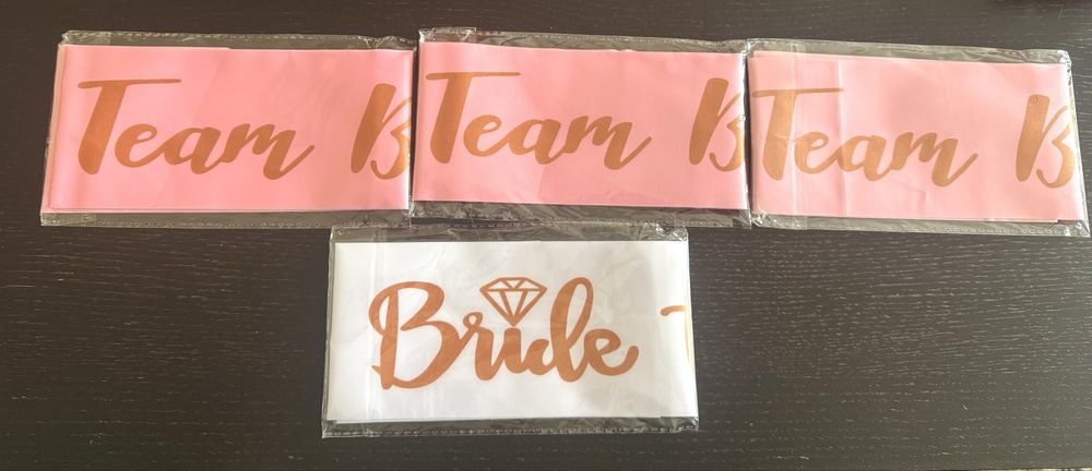 Сатенени ленти за моминско парти Team bride - 3+1