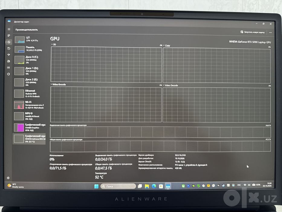 RTX 5090/ Intel ULTRA 9 275 HX/  64 ГБ DDR 5/ 10 тб SSD