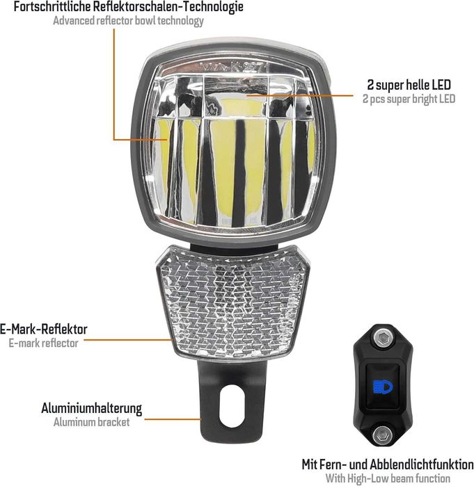 Far E-Bike Addview Hammer E170 Plus 180 Lux Faza Lunga Scurta Nou