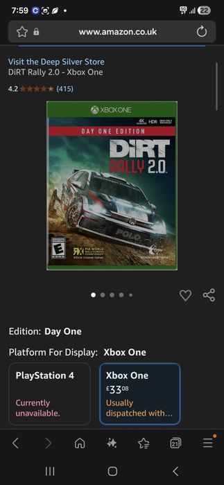 DiRT Rally 2.0  Xbox One Игра за Xbox ЧИСТО НОВА