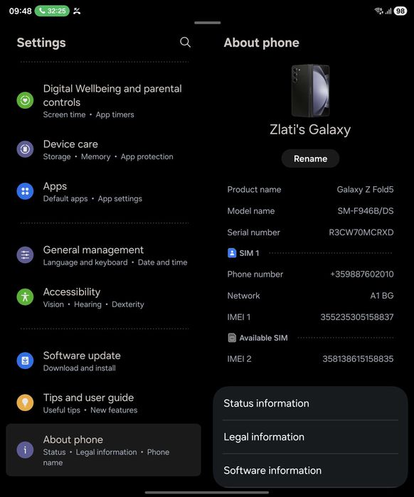 Samsung Galaxy Z Fold 5 512GB | Phantom Black | Работи перфектно