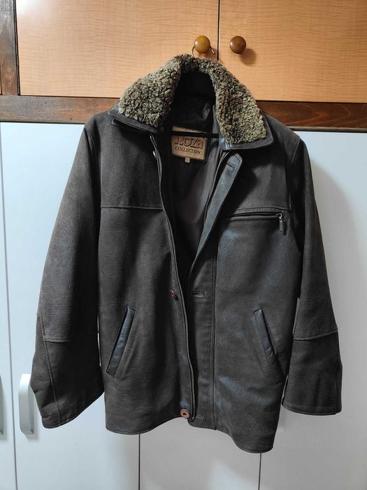 Vand geaca din piele cu guler de blana