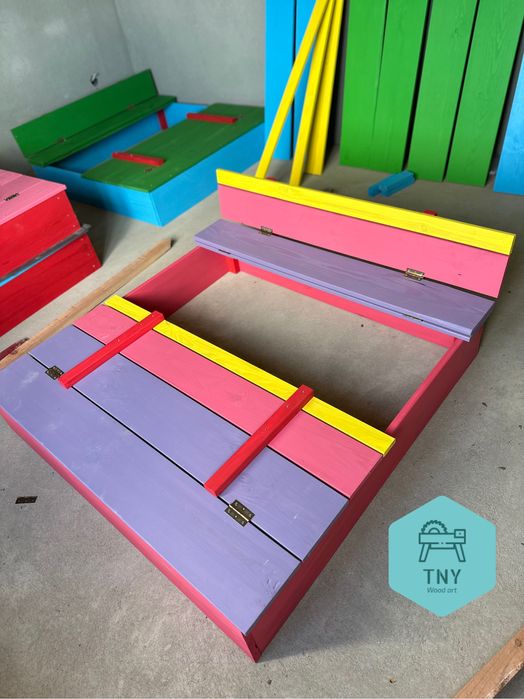 Детски  пясъчник - с пейки и капак (доп. СЕННИК!!)