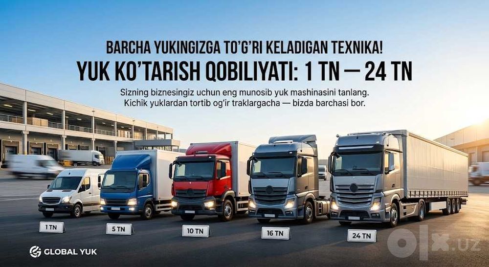 O'zbekiston bo'ylab yuk tashish. Hamma turdagi avtolar mavjud!