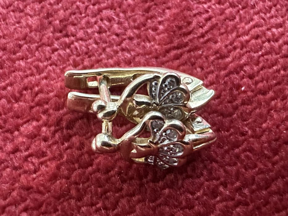 Cercei aur 14K copii cu diamante – bijuterie fină, stare impecabilă