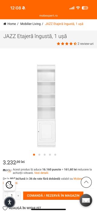 JAZZ Etajeră îngustă, 1 ușă Mobexpert