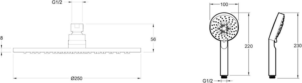 Вграден душ комплект Jacob Delafon MODULO E30758-CP – rain Ø25