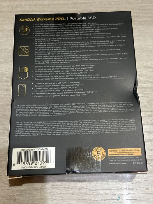 Samsung T7 2 tb și Sandisk Extreme Pro 4 Tb