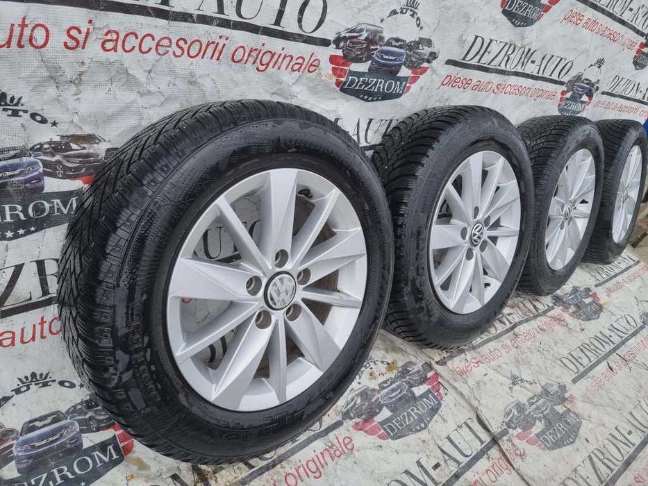 Set jante aliaj 5G0601025AA cu anvelope 195/65 R15 M+S 5x112 6JX15H2 ET43 VW Seat Skoda Audi