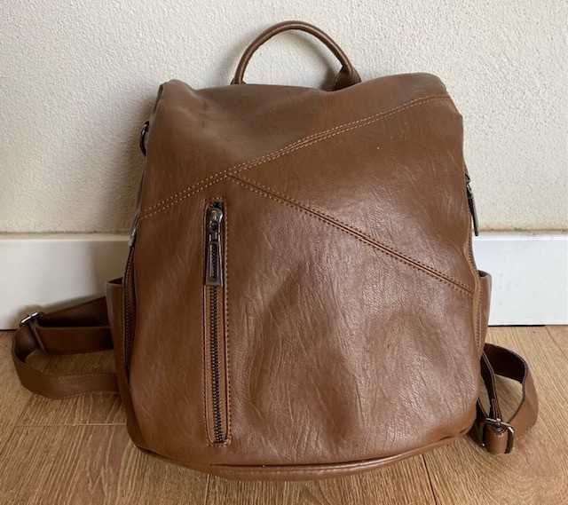 Rucsac dama maro piele ecologica, anti-furt, elegant casual - nou