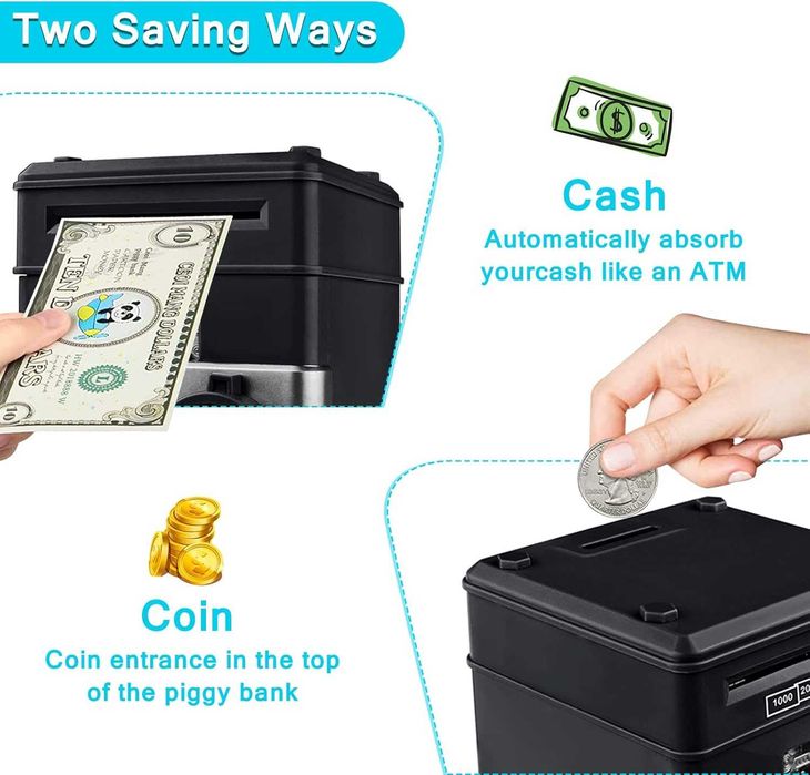 Seif interactiv pentru copii pusculita electronica bancnote si monede