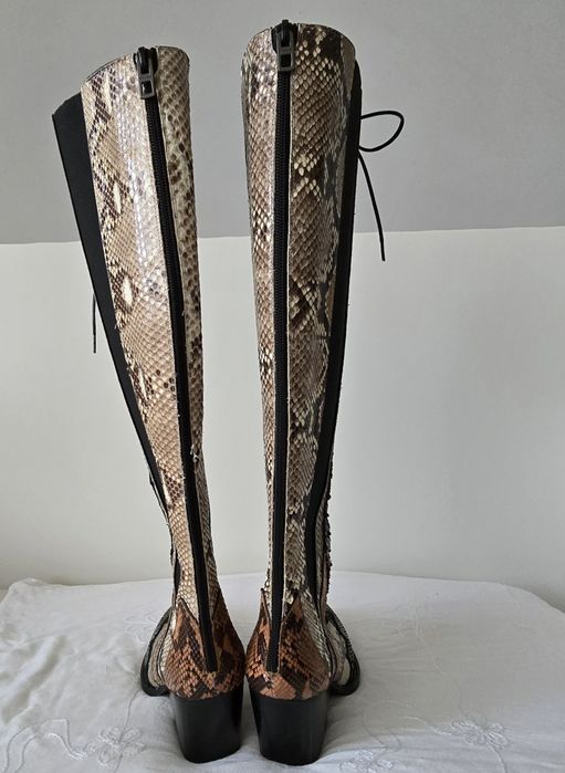 Coach Lace Up Boot With Patchwork Snake  луксозни ботуши