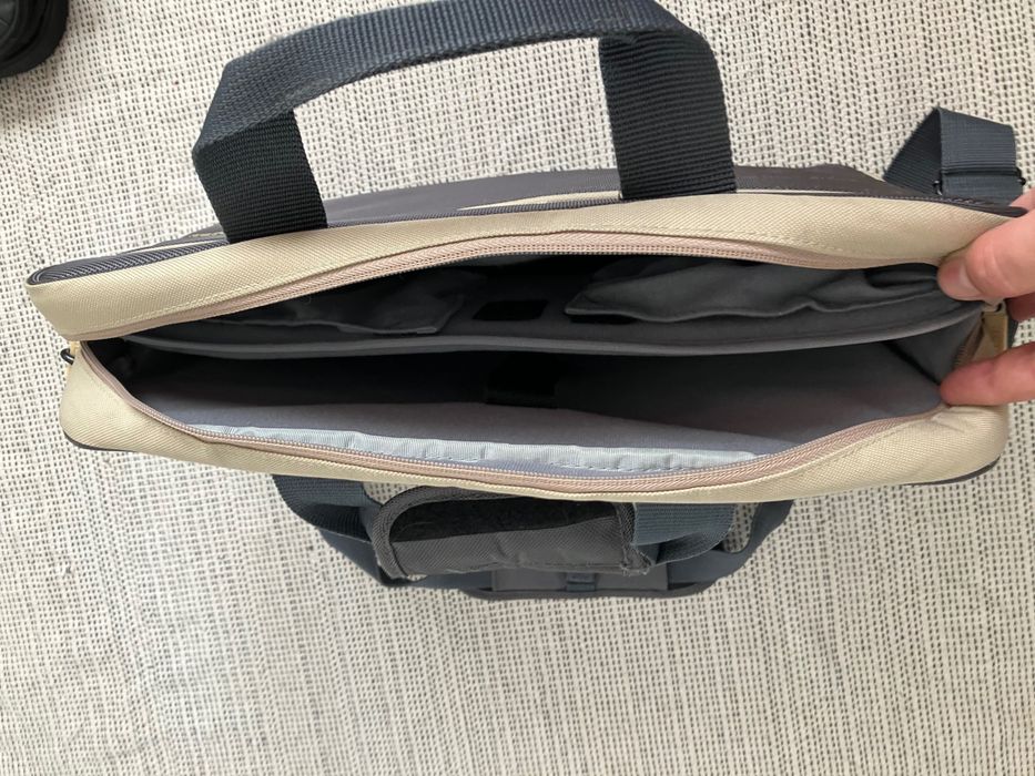 Geanta Acme laptop - gri& crem