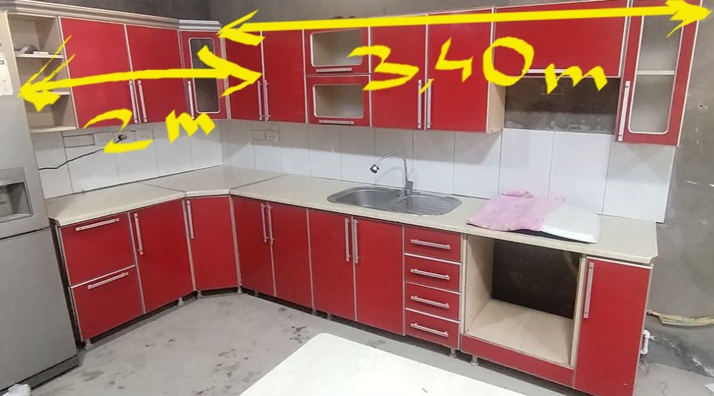 Кухенний шкаф, кизил ранг бежевый аралаш