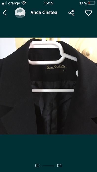 costum elegant, negru, material care nu se sifoneaza