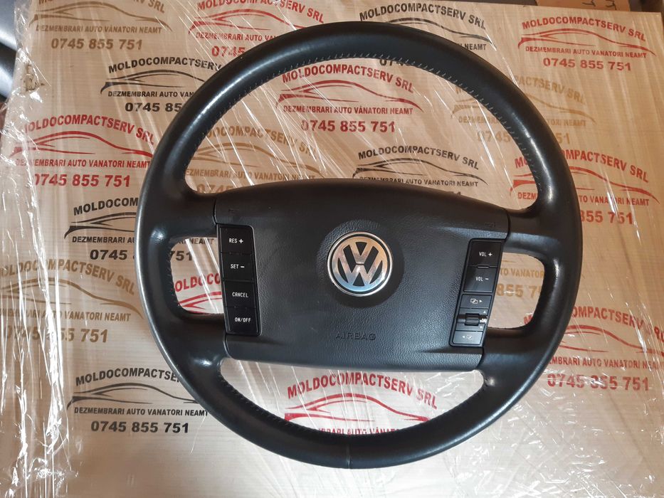 Volan piele complet cu airbag si comenzi vw touareg 7L 2002-2010