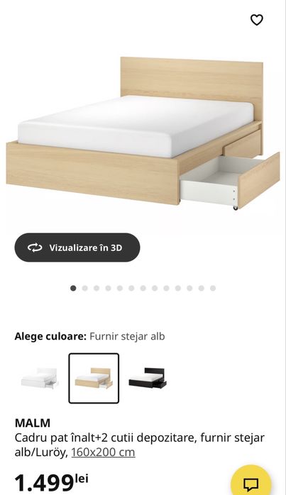 Pat cu lazi depozitare 160x200