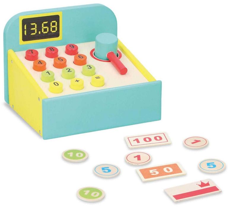 Детски дървени играчки Касов апарат Везна Тостер Кафемашина аксесоари