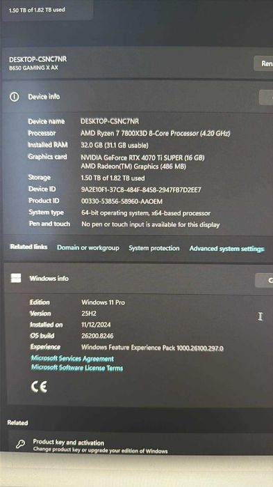 PC + Monitor - RTX 4070Ti Super Ryzen 7 7800x3d