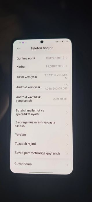 Redmi not 13 ...