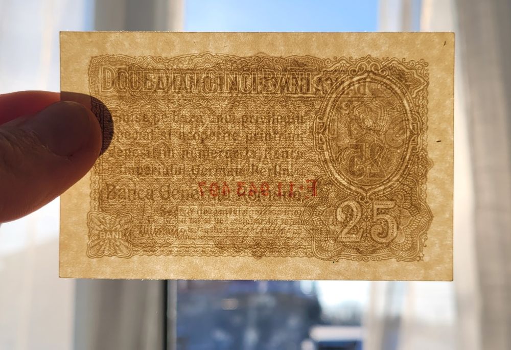 Bancnota 25/50 bani 1917 BGR  bani vechi