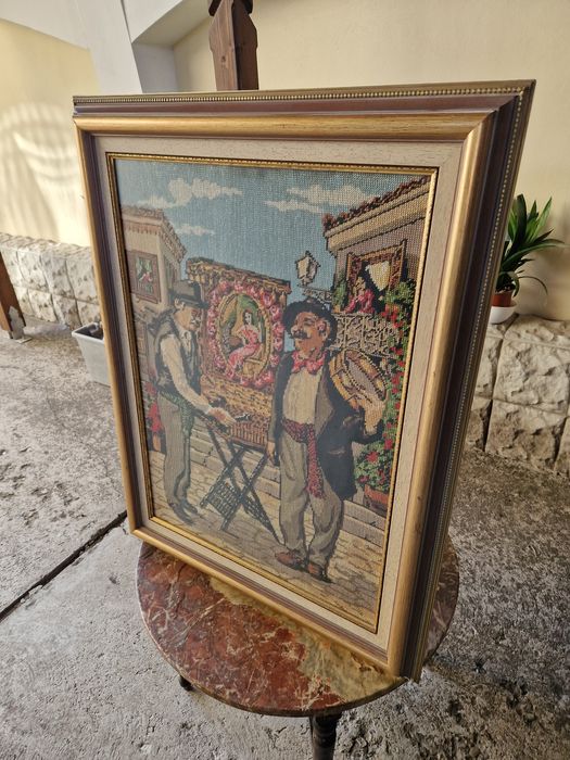 Много голям и красив антикварен холандски гоблен