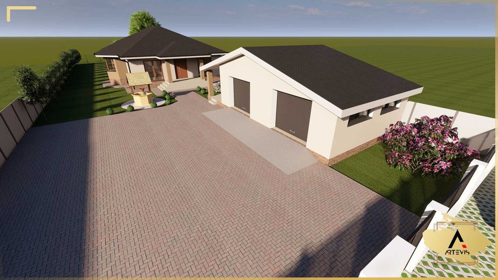 Casa rosu, teren 6000 mp intravilan