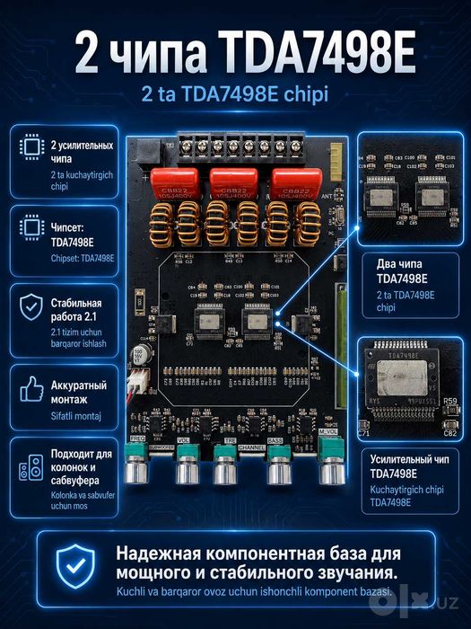 Усилитель звука 2.1, для сабвуфера 320Вт, Bluetooth, AUX, USB, ZK-HT21