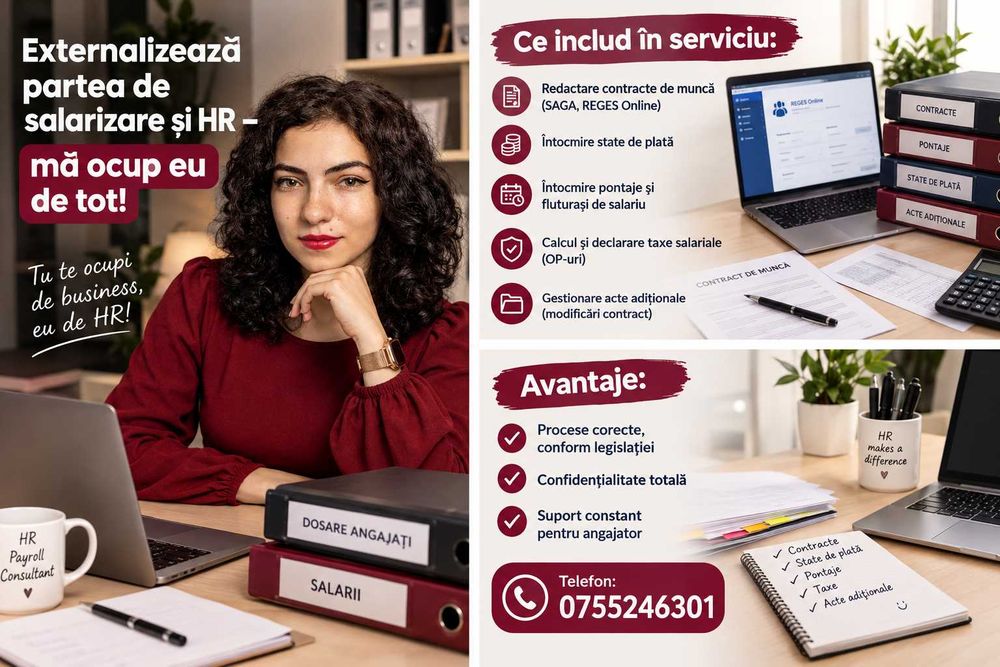 Servicii Salarizare și HR pentru Firme – Contracte, State de Plată, Declarații