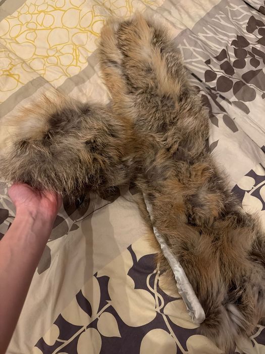 Палто с естествен косъм от лисица и подарък шал и шапка