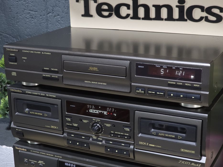 Linie audio TECHNICS, amplituner sa-ex120 ,dublu deck rs-tr373m2, cd player  sl-pg480a, hifi 2x80w 8 ohm, stereo