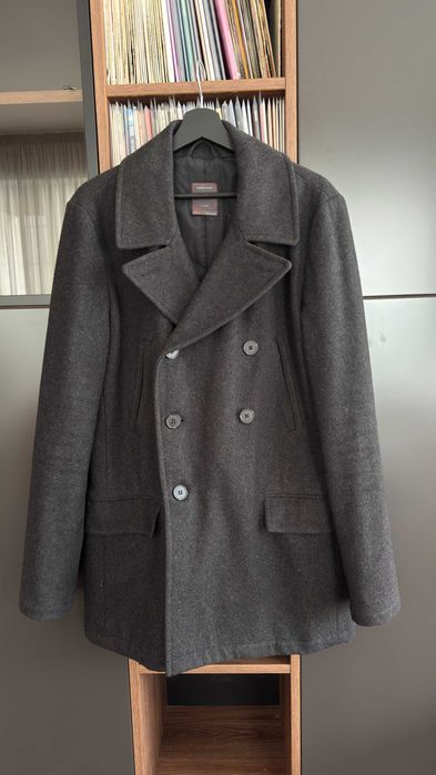 Palton Gap Classic Peacoat vintage, lana, izolat, gri antracit, M