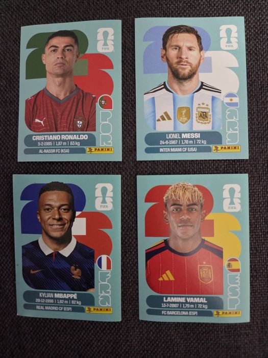 Messi Ronaldo Mbappe Yamal  stiker panini