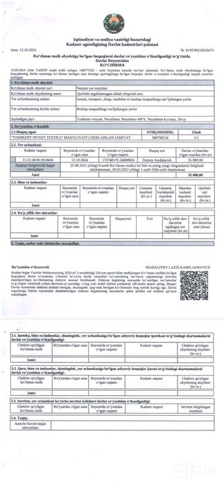Noturar yer sotiladi. Nurafshon shaxrida