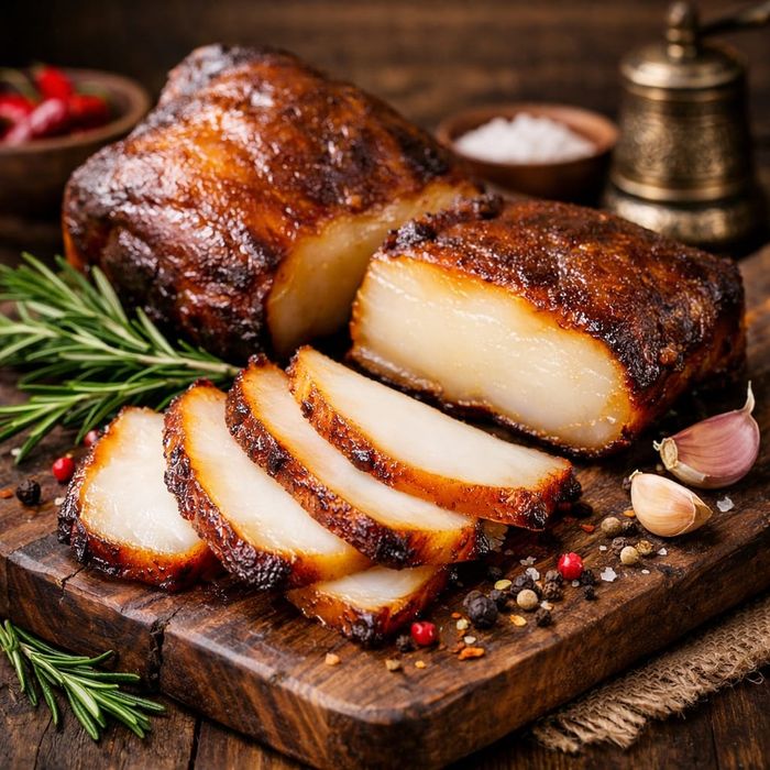 Домашний копченый курдюк