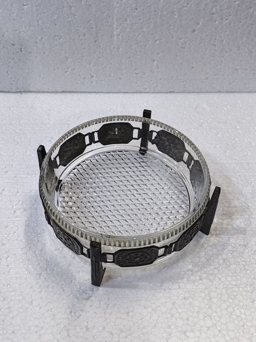 Винтидж купа за бонбони изработена от кристал и мелхиор